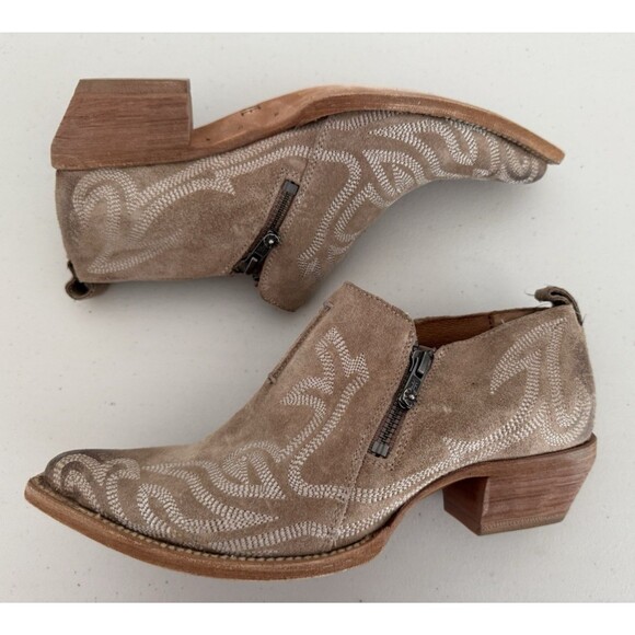 Frye Sacha Primrose Shooties Women Size 9 Tan Western Embroidered Ankle Boots - Picture 10 of 14